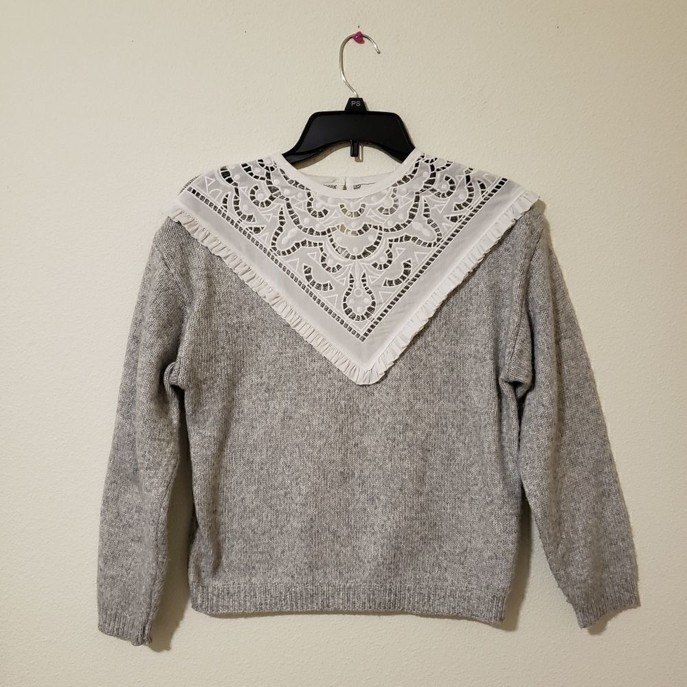 Zara Gray white Girl sweater